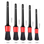 5 Pcs Car Detailing Brush Cleaning Natural Boar Hair Brushes Auto Detail Tools Products Wheels Dashboard
