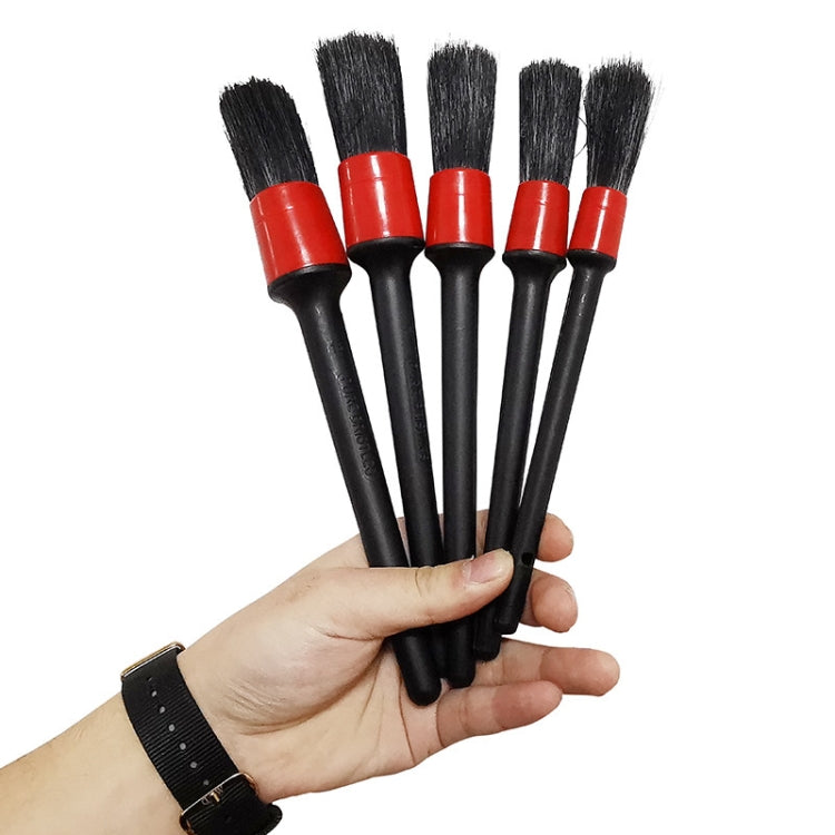 5 Pcs Car Detailing Brush Cleaning Natural Boar Hair Brushes Auto Detail Tools Products Wheels Dashboard