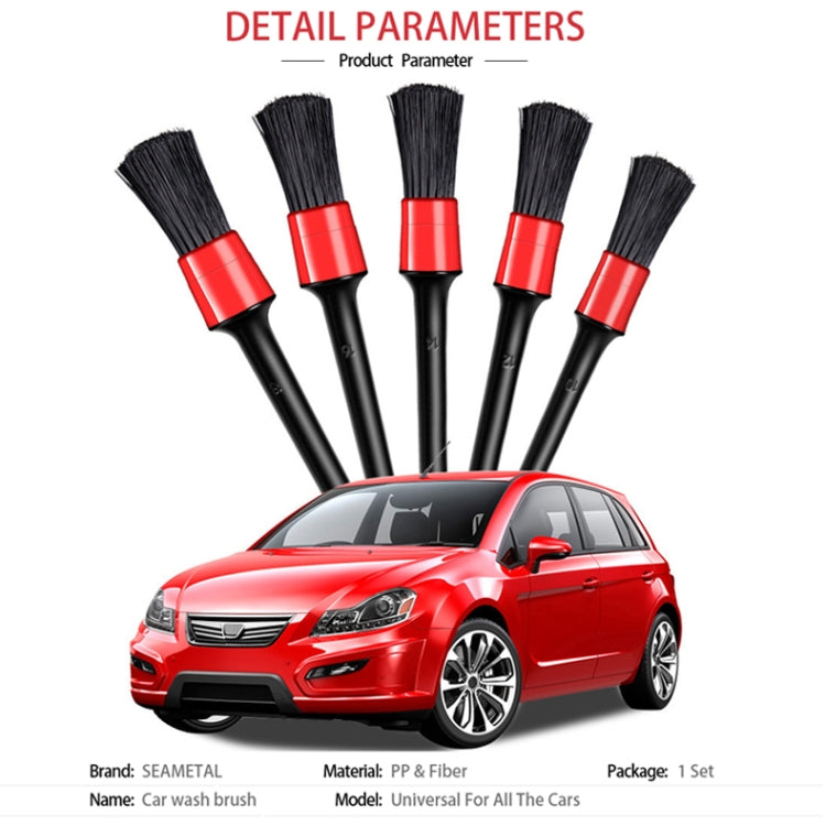 5 Pcs Car Detailing Brush Cleaning Natural Boar Hair Brushes Auto Detail Tools Products Wheels Dashboard