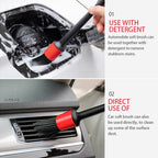 5 Pcs Car Detailing Brush Cleaning Natural Boar Hair Brushes Auto Detail Tools Products Wheels Dashboard
