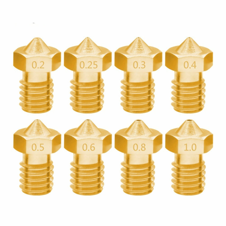 8 PCS Bugatti 3D Printer Accessories E3D-V5 V6 Nozzle M6 Thread Consumables Hot Nozzle — 1.75/0.5mm