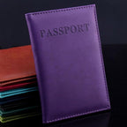 Artificial Leather Travel Passport Cover — purple