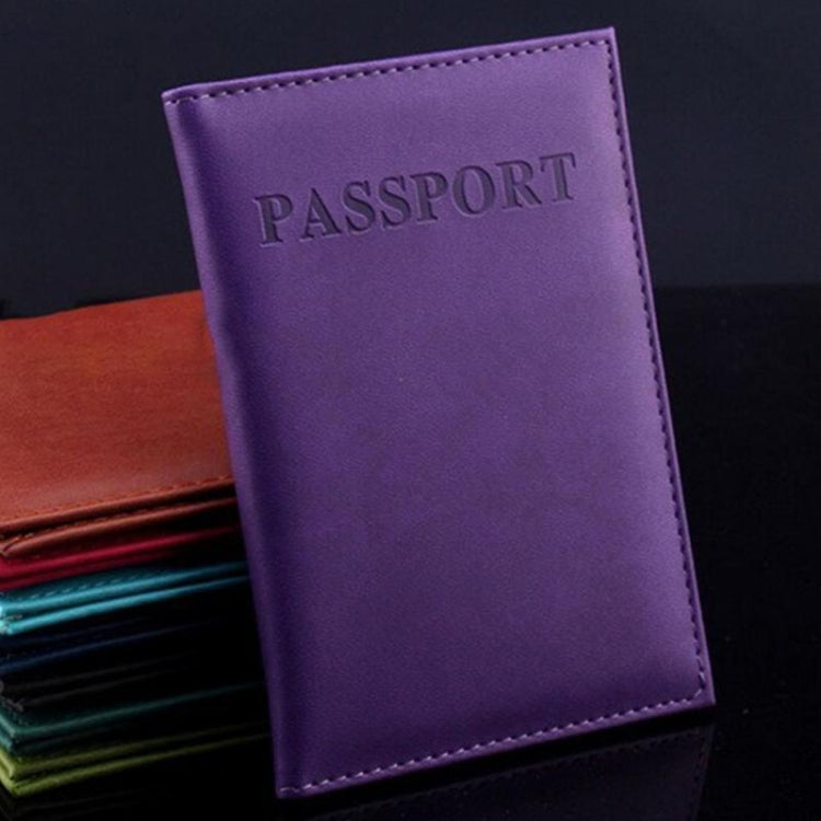 Artificial Leather Travel Passport Cover — purple