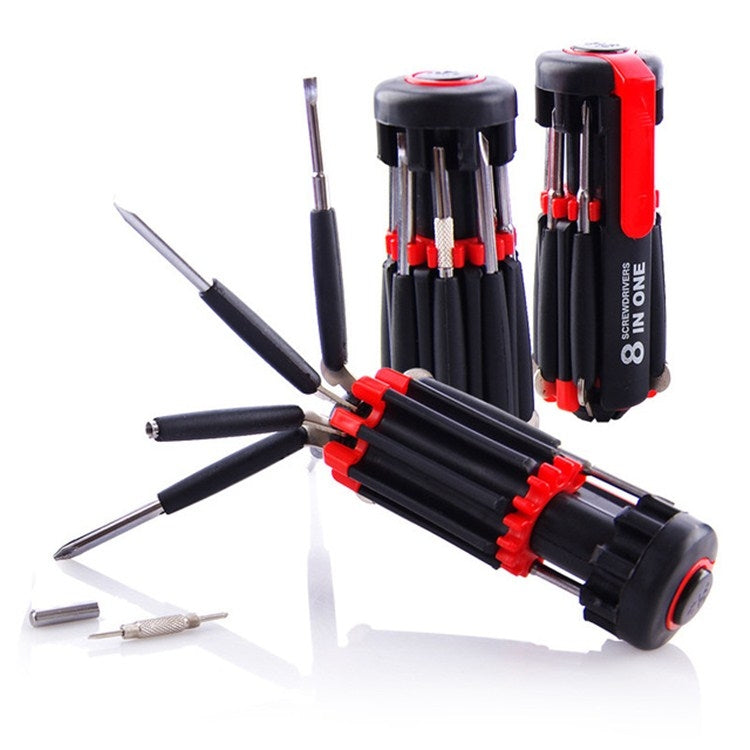 Multi-function Hand Screwdriver With LED Light, 8 In1