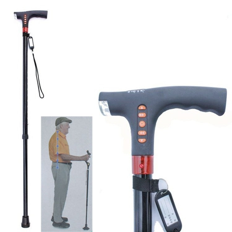 Ten-speed Adjustable Cane With Light And Radio Alarm For The Elderly