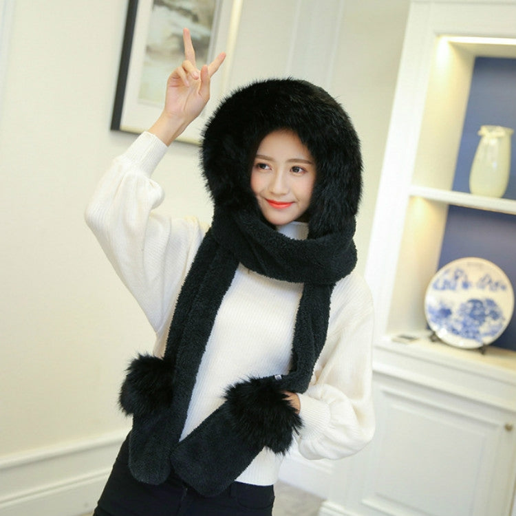 Autumn and Winter One-piece Warm Scarf Gloves Bomber Hats for Women