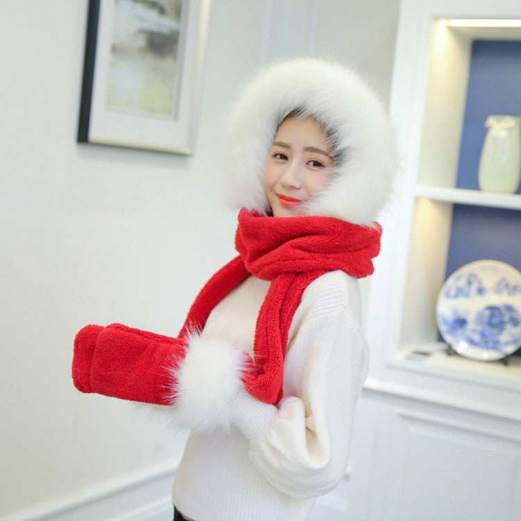 Autumn and Winter One-piece Warm Scarf Gloves Bomber Hats for Women