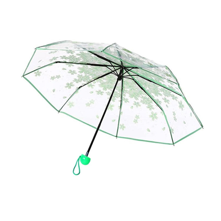 Cherry Blossom Transparent Triple-fold Umbrella Individual Folding Umbrella