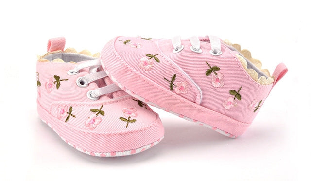 Baby Girl Shoes Lace Floral Embroidered Soft Shoes Walking Toddler Kids Shoes