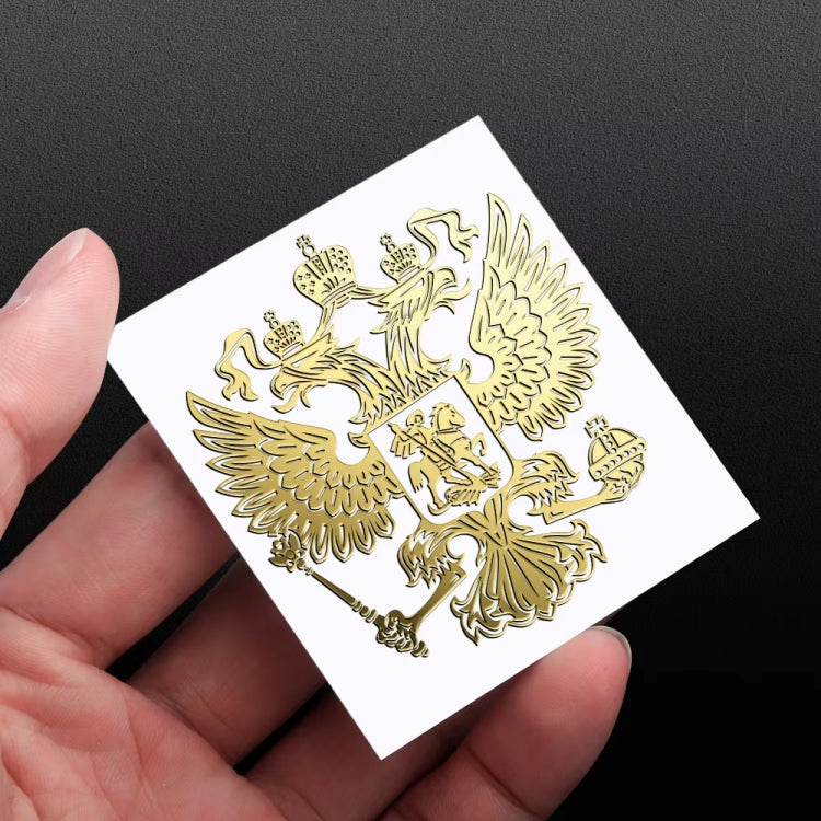 10 PCS PITREW Coat of Arms of Russia Emblem Nickel Metal Car Stickers Decals(Gold)