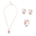 Women Opal Necklace Earrings Ring Crystal Jewelry Set