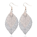 Double-layered Leaves Tassel Earrings Simple Retro Metal Leaf-ears Ornaments