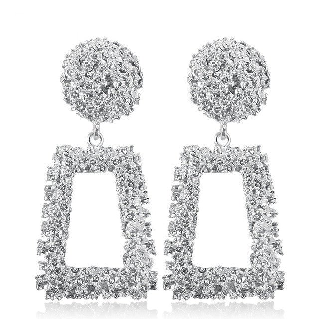 Exaggerated Scrub Geometric Earrings Trapezoidal Long Metal Earrings