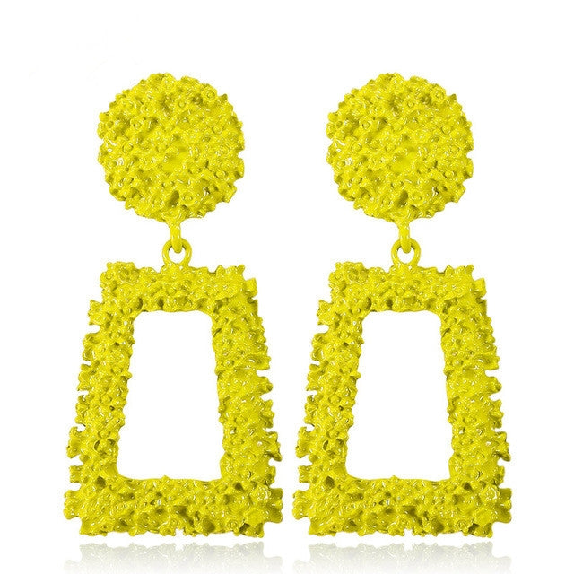 Exaggerated Scrub Geometric Earrings Trapezoidal Long Metal Earrings — view 7