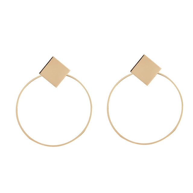 Simple Style Fashion Earrings Women Square Round Geometric Hanging Earrings — view 8