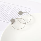 Simple Style Fashion Earrings Women Square Round Geometric Hanging Earrings