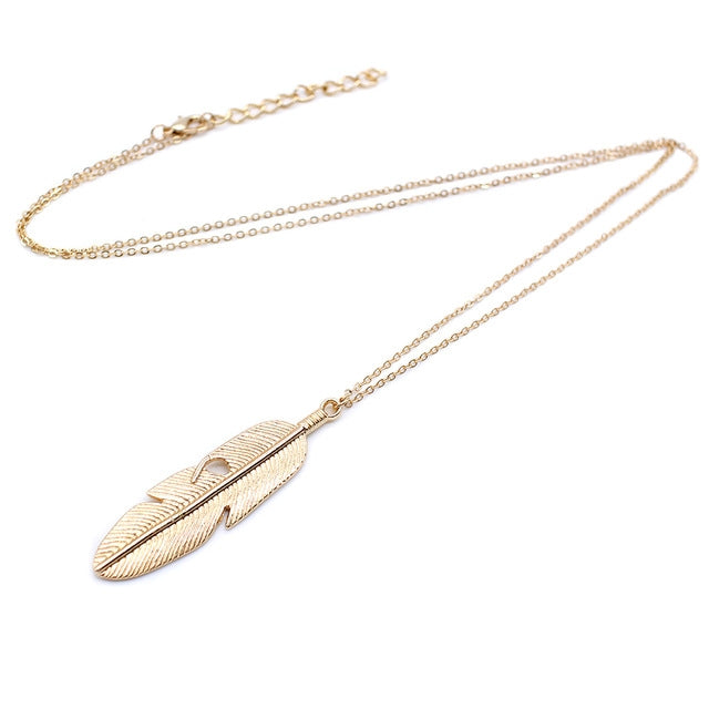 Simple Classic pendant Necklace Feather Necklace Long Sweater Chain Jewelry choker Necklace for Women