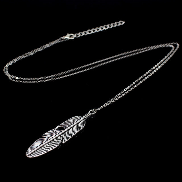 Simple Classic pendant Necklace Feather Necklace Long Sweater Chain Jewelry choker Necklace for Women — view 5