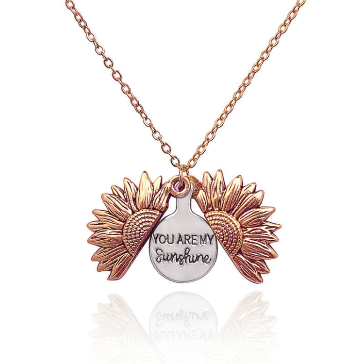 2 PCS Hip Hop Sunflower Titanium Steel Necklace For Men And Women