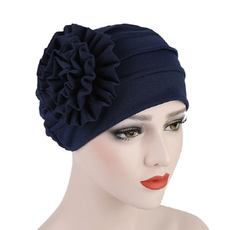 Solid Color Side Flower Turban Hat Women Confinement Hat
