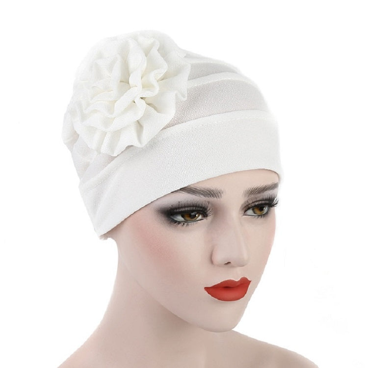 Solid Color Side Flower Turban Hat Women Confinement Hat