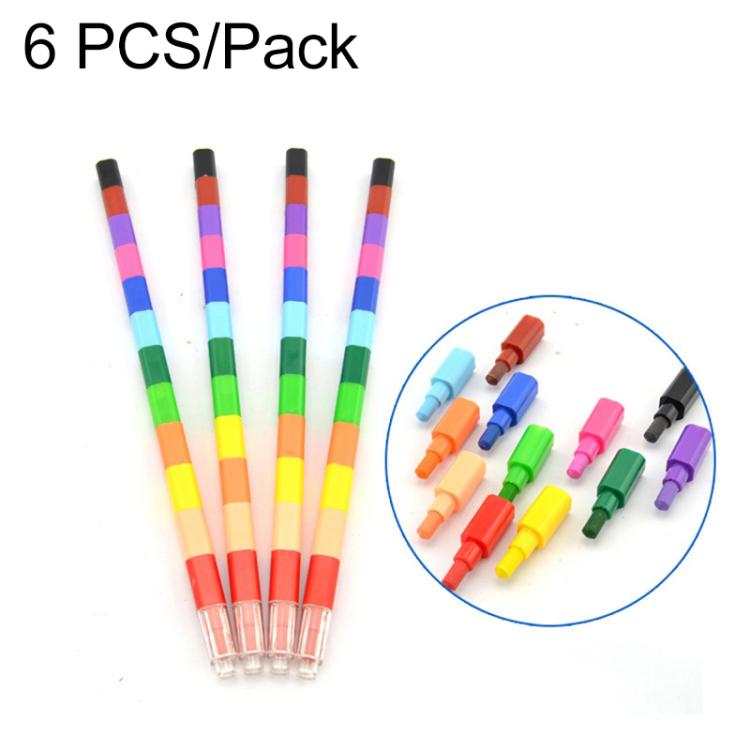 6pcs Creative Building Blocks Crayons Children 12 Colors Drawing Educational Toys