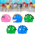 Children Cartoon Dinosaur Comfortable Silicone Swimming Cap