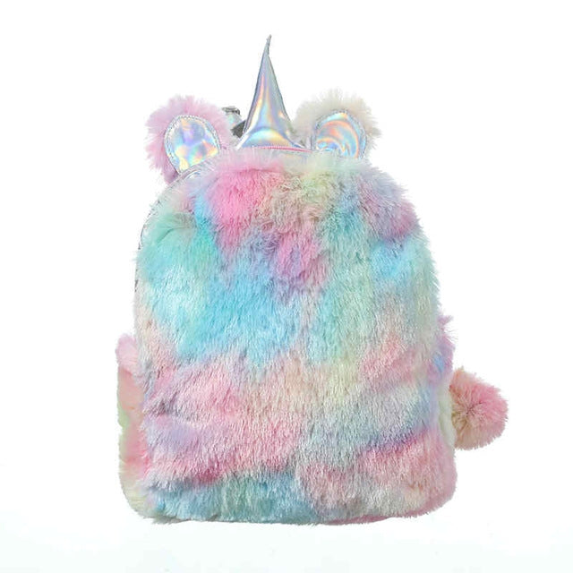 Unicorn Backpack Bag For Teenager Colorful Fur Leather Schoolbag Female Travel Shoulder Bag — view 16