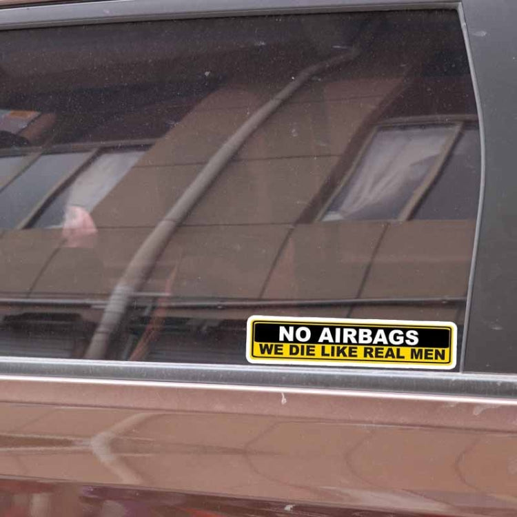 YJZT 2X Car Sticker Warning NO AIRBAGS WE DIE LIKE REAL MEN PVC Decal, 15cm x 3cm