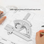 High Carbon Steel Non-parallax Trimmer Protractor Angle Measuring Ruler — view 3