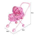 Children Doll House Toys Folded Canopy Iron Stroller