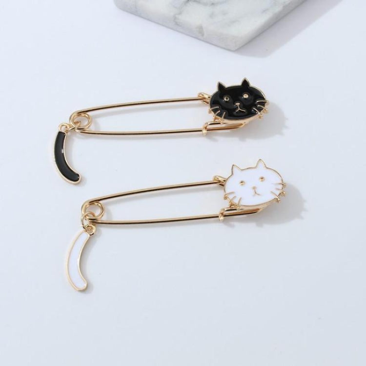 Lovely Drip Small Cat Wagging Tail Animal Brooch — White
