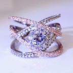 Rose Gold-plated Color Separation Ring Creative Cross Zircon Engagement Ring — 9