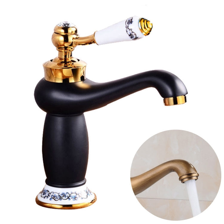 Copper Antique Hot Cold Double Blue White Porcelain Faucet — view 14