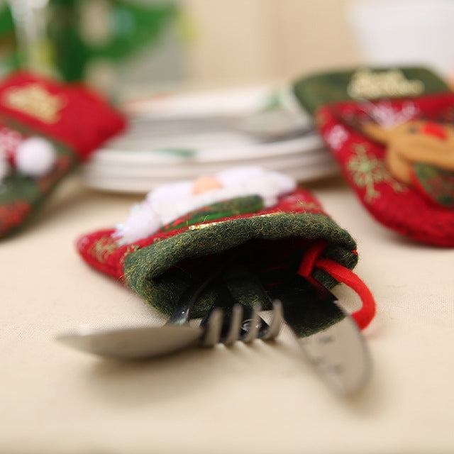 Christmas Decorations Restaurant Decorations Gift Bag Knife and Fork Set Gloves Style — Snowman