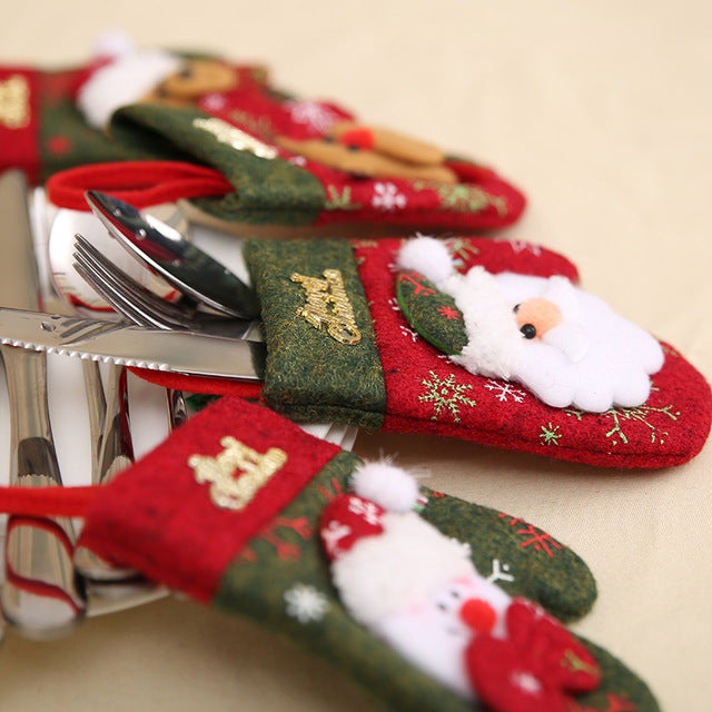 Christmas Decorations Restaurant Decorations Gift Bag Knife and Fork Set Gloves Style — Bear