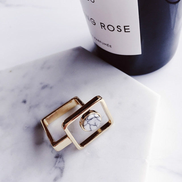 Geometric Marble Stripe Ring Boho Ethnic Women Ring — view 8