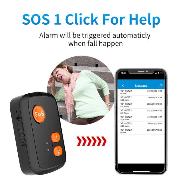 IP67 Waterproof 4G LTE 3G 2G GSM Elderly SOS Button Emergency Alarm GPS Tracker For Asia/Europe/Africa/Australia, V51 A Style