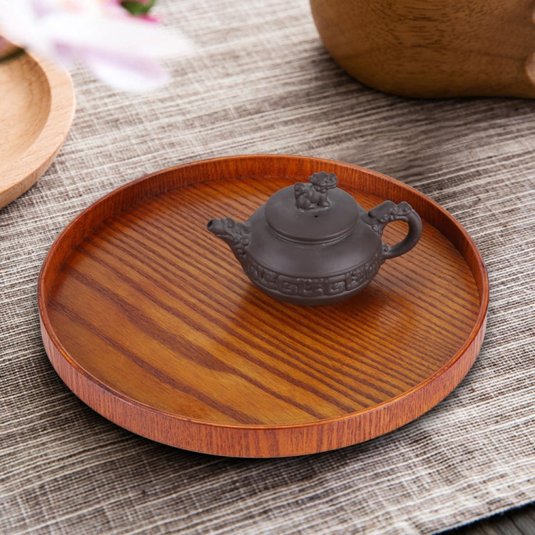 Creative Round Solid Wood Tea Tray Hotel Wooden Tay Storage Tray, Diameter: 27 cm, Brown, Diameter: 27cm