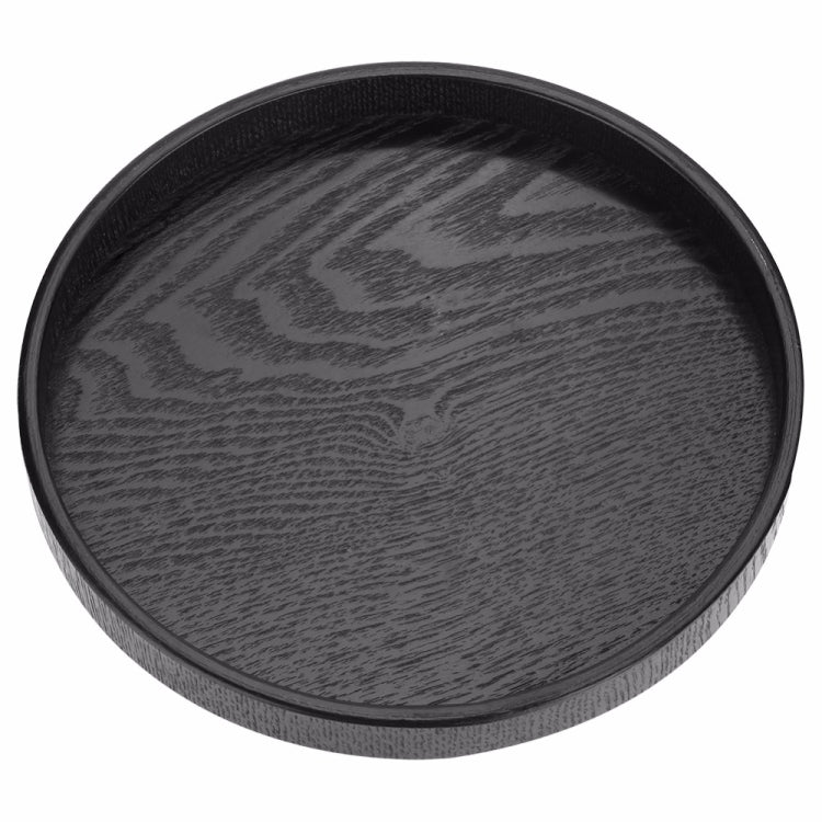 Creative Round Solid Wood Tea Tray Hotel Wooden Tay Storage Tray, Diameter: 21 cm, Black, Diameter: 21cm