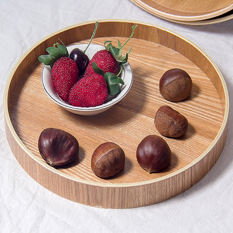 Creative Round Solid Wood Tea Tray Hotel Wooden Tay Storage Tray, Diameter: 24 cm, Wood Color, Diameter: 24cm