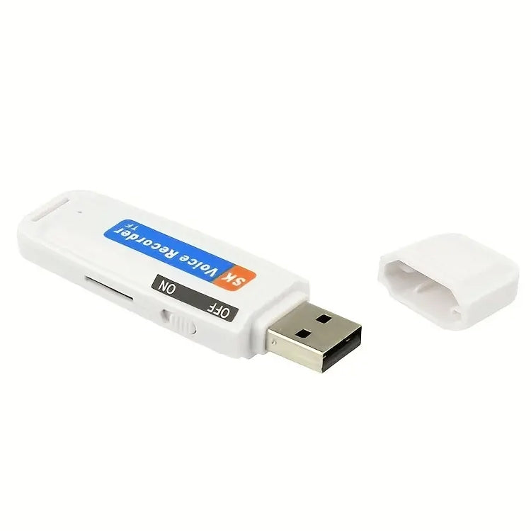 SK001 Rechargeable U-Disk Portable USB Voice Recorder, No Memory, No Memory — White
