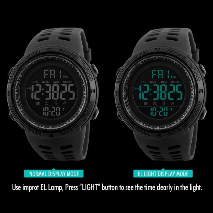 SKMEI 1251 Men Fashionable Outdoor 50m Waterproof Sports Watch Digital Watch with PU Watchband