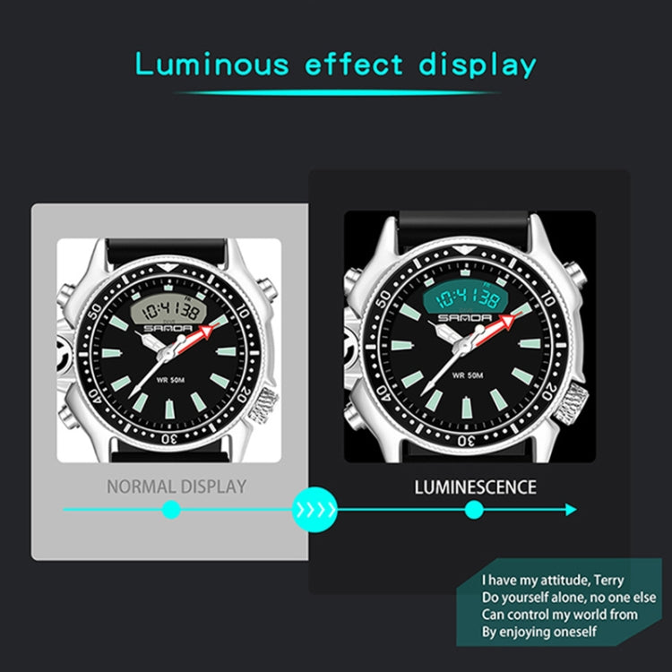 SANDA 3008 Multifunctional Men Outdoor Sports Noctilucent 50m Waterproof Digital Wrist Watch — view 12