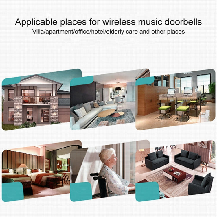 VOYE V025A Home Music Remote Control Wireless Doorbell with 38 Polyphony Sounds, US Plug