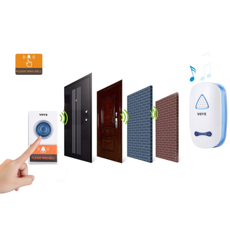 VOYE V025A Home Music Remote Control Wireless Doorbell with 38 Polyphony Sounds, US Plug