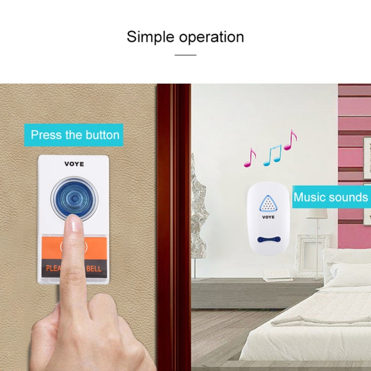 VOYE V025A Home Music Remote Control Wireless Doorbell with 38 Polyphony Sounds, US Plug