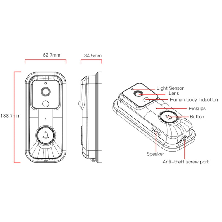 Anytek B60 720P Smart WiFi Video Visual Doorbell, Support APP Remote & PIR Detection & TF Card — view 7