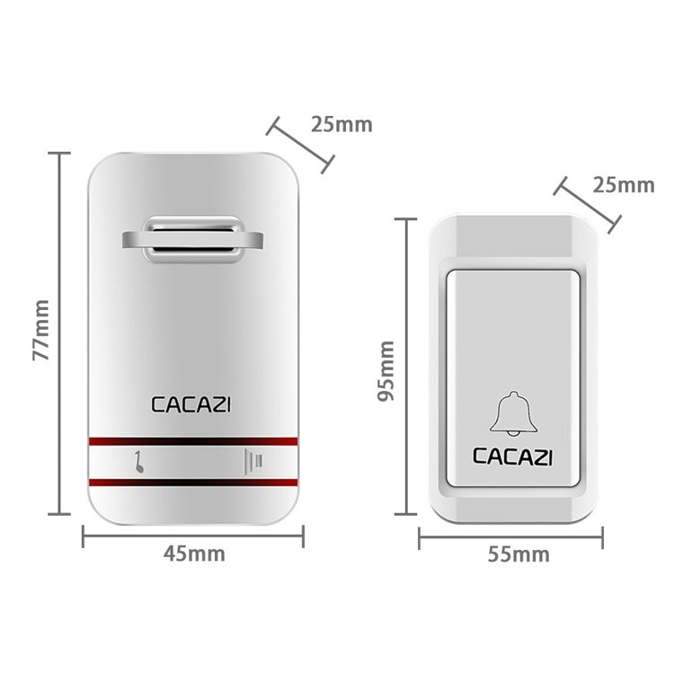CACAZI V027G One Button Three Receivers Self-Powered Wireless Home Kinetic Electronic Doorbell, UK Plug — WD6017EU