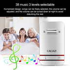 CACAZI V027G One Button Three Receivers Self-Powered Wireless Home Kinetic Electronic Doorbell, UK Plug — WD6017US